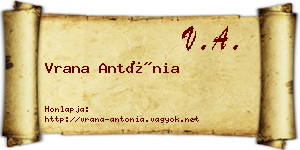 Vrana Antónia névjegykártya